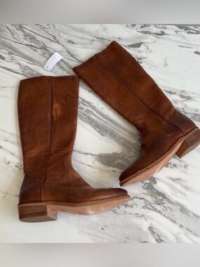 Frye Cognac Leather Knee-High Riding Boots